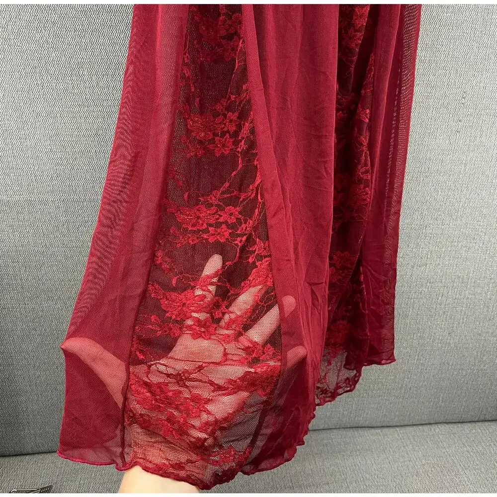 HiMiss Women's Sheer Lace Burgundy Lingerie Lightweight Soft Scratch‎ Size Small